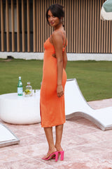 Lips Talking Midi Dress Orange