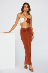 Yes Girl Maxi Skirt Brown