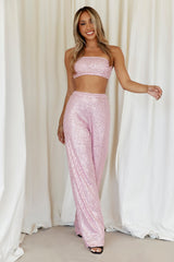 HELLO MOLLY Shimmer Life Pants Light Pink Sequin