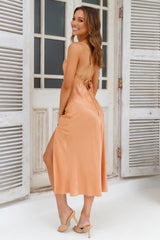 Drinks On Me Midi Dress Light Orange