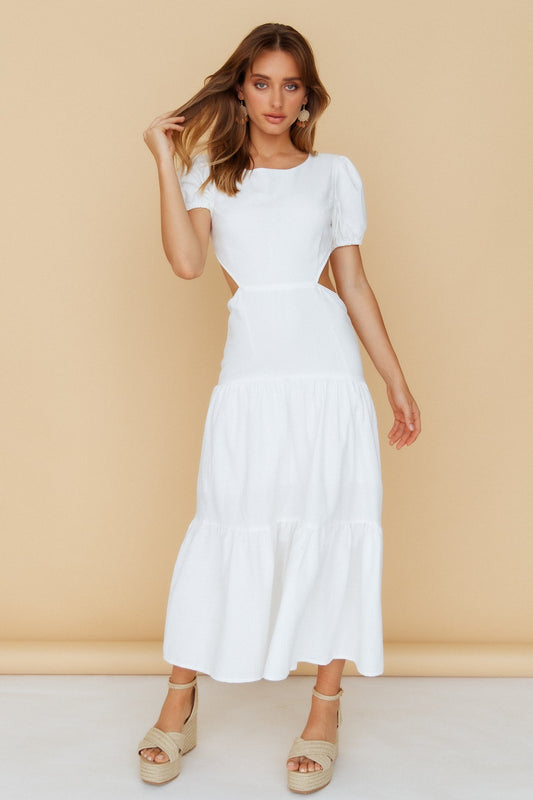 Flow Down Gently Midi Dress White