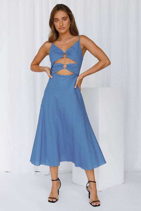 Sweet Summer Breeze Midi Dress Blue