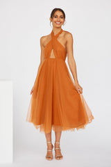 Little Tulle Much Midi Dress Orange