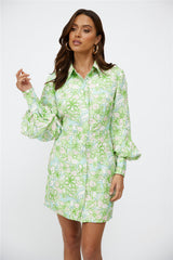 C/MEO Far Away Mini Dress Apple Green Floral