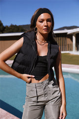 Spare Thoughts Cropped Puffer Vest Black