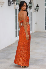 Peak Brilliance Sequin Maxi Dress Orange