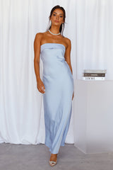 Coolness Calling Satin Maxi Dress Blue