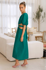 Lost In A Maze Midi Dress Green