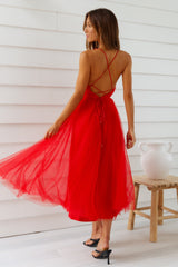 Summer Cinderella Midi Dress Red