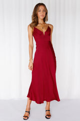 Private Kiss Midi Dress Cherry