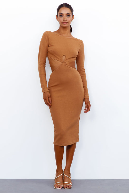 Steaming Hot Midi Dress Mocha