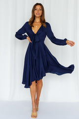 Talk Fast Midi Dress Navy