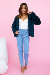 Flying High Faux Fur Jacket Forest Green