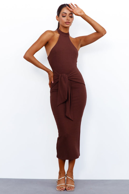 La La La Love Midi Dress Brown