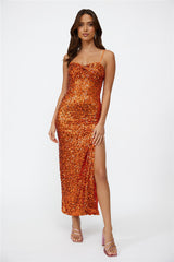 Disco Dancing Maxi Dress Orange Sequin