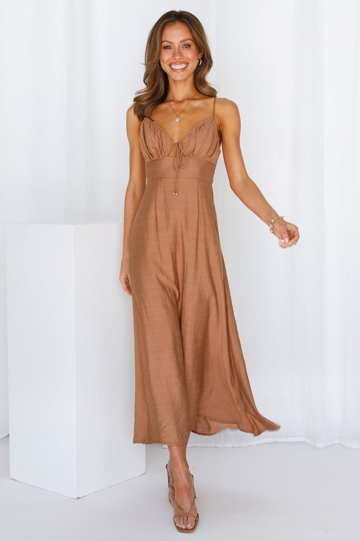 Summertime Hearts Maxi Dress Tan