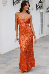 Peak Brilliance Sequin Maxi Dress Orange