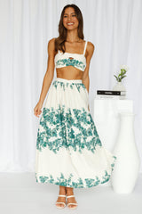 Gates To The Garden Maxi Skirt Green