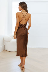 Text Me Later Midi Dress Brown