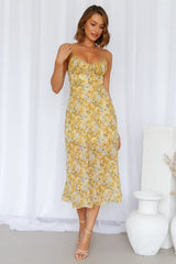 Sunrise Strolls Midi Dress Yellow