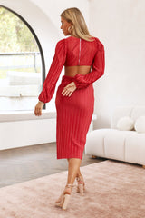 Chained On You Midi Dress Red