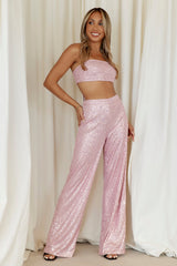 HELLO MOLLY Shimmer Life Pants Light Pink Sequin