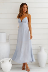 Summertime Hearts Maxi Dress Steel Blue