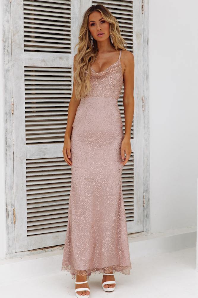 DEAR EMILIA Fame Seeker Maxi Dress Bronze