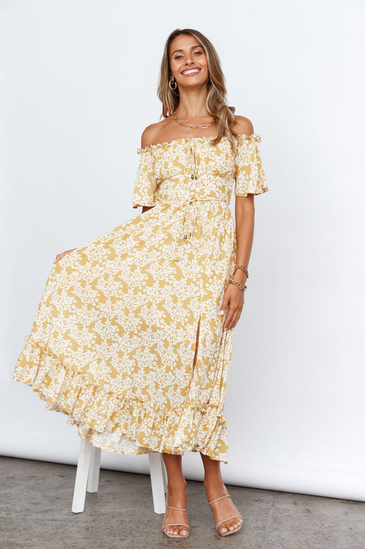 Boho Muse Midi Dress Yellow