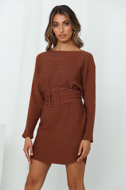 Over This Show Knit Dress Camel