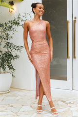 Ballroom Lover Midi Dress Pink Sequin