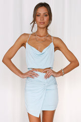 Flowy Fountains Dress Sky Blue