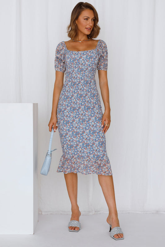 Sweet Candies Midi Dress Blue