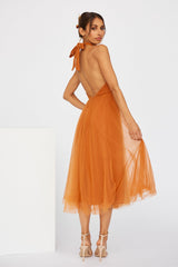 Little Tulle Much Midi Dress Orange