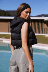 Spare Thoughts Cropped Puffer Vest Black