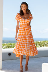 Finding Trouble Midi Dress Orange