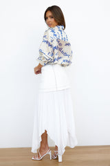 C/MEO Daydream Pleated Midi Skirt White