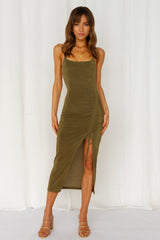 No Bad Vibes Midi Dress Khaki