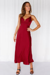 Private Kiss Midi Dress Cherry