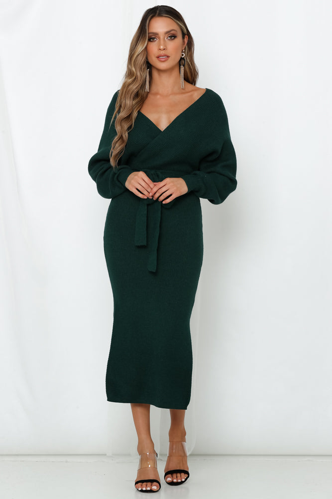 Vision Of You Midi Dress Forest Green