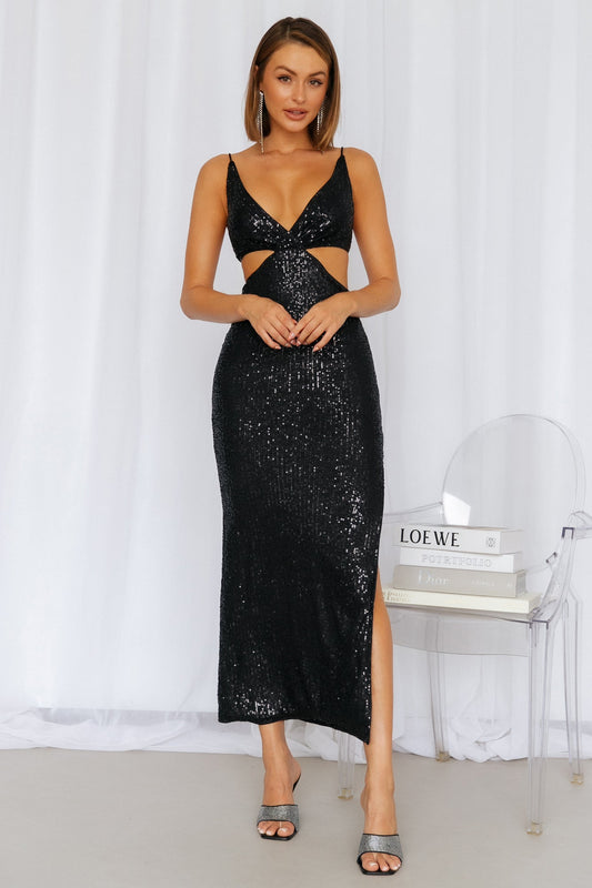 Create The Spell Midi Dress Black Sequin