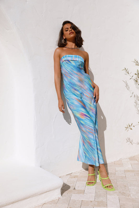 Flirting Game Maxi Dress Blue