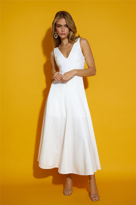 Dusk Soiree Midi Dress White