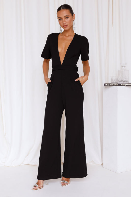 Whisper Softly Jumpsuit Black