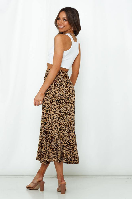 No Quarter Midi Skirt Leopard