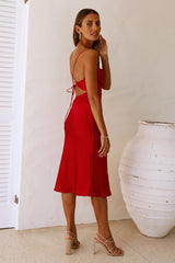 Newest Side Midi Dress Red