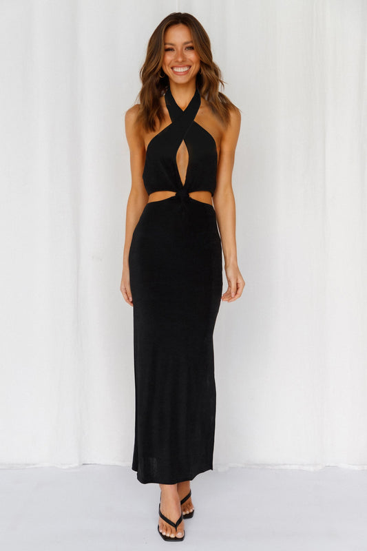 Fireworks At Midnight Midi Dress Black