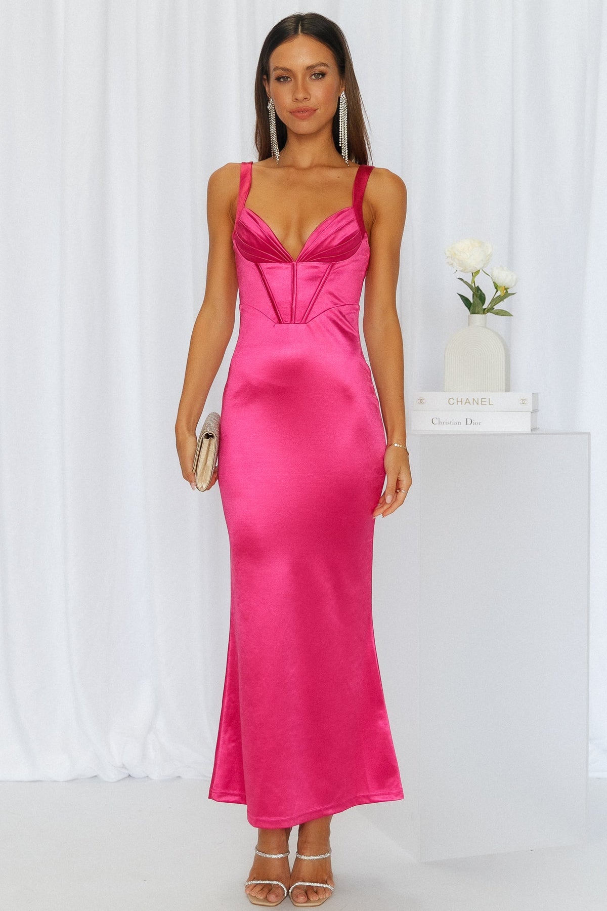 Check It Out Midi Dress Hot Pink