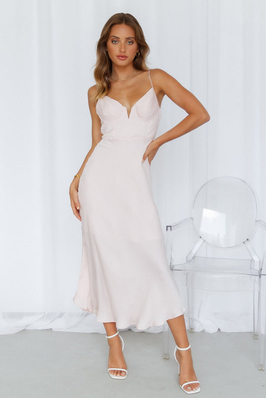 Private Kiss Midi Dress Blush