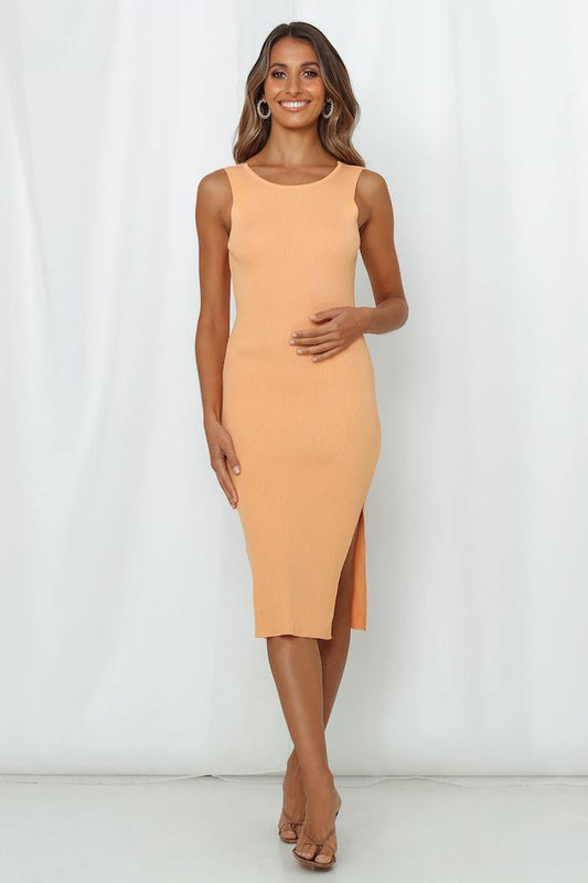 Hourly Pay Midi Dress Orange